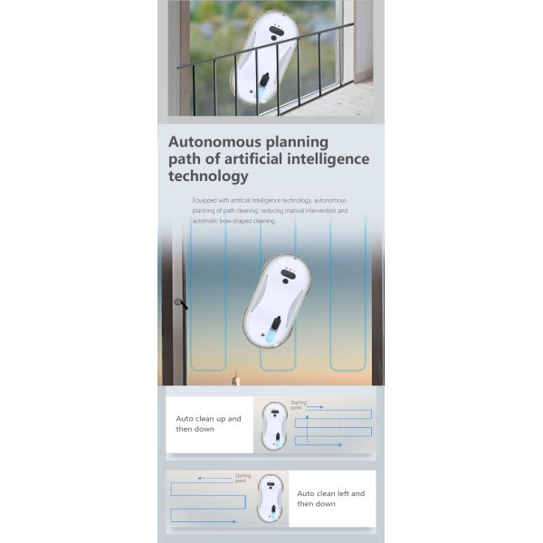 80W Powerful Automatic Smart Vacuum Cleaner Window Cleaning Robot for Household Industry