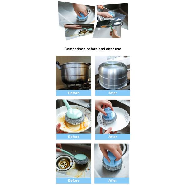 Stainless Steel Kitchen Scourer Rust Proof Non Scratch with Handle