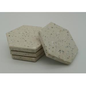 China Hexagonal Terrazzo Coasters Set Diameter 11cm Backside With Rubber Pads wholesale