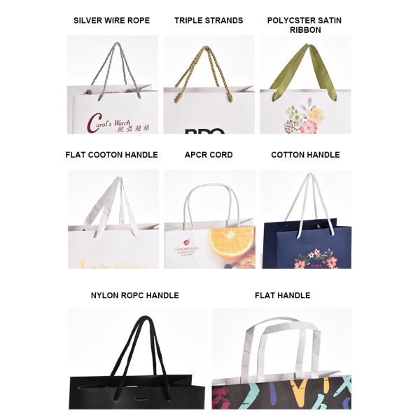 Food Grade Paper Kraft Christmas Gift Bags 230gsm 250gsm Ribbon Handle