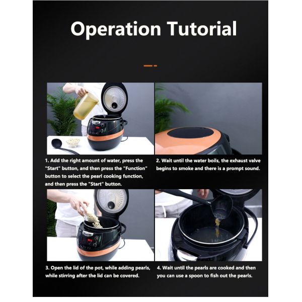 Commercial Tapioca Pearl Cooker 8L Fully Automatic Boba Milk Tea with App-Controlled