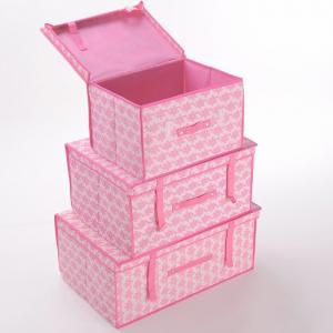 China Household  Clothing Non Woven Storage Boxes with Lid Large Pink Essential wholesale