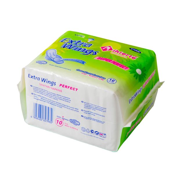 270mm Maxi/Super Absorbent Soft Organic Cotton Winged Shape Lady Sanitary Pads for Night Use ISO9001 Certified to Congo