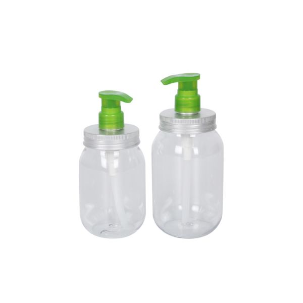 350ml 450ml 650ml Pump Sanitizer Bottle Transparent PET 2.0cc Foam Soap Aluminum Lid