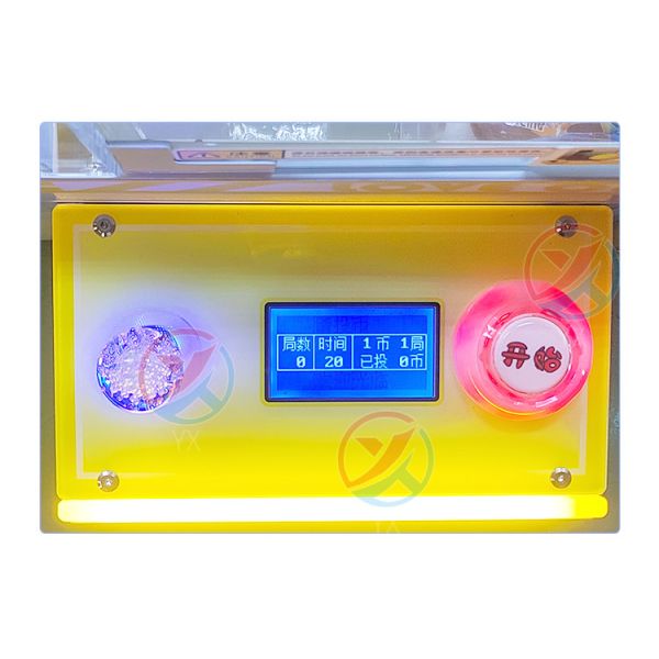 Yellow Coin-Operated LED Desktop Hardware Claw Arcade Machine